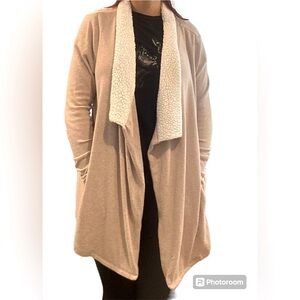 Susina Sherpa Faux Fur Fleeced Lined Draped Open Front Cardigan